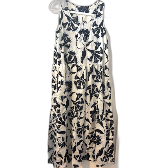 Gudrun Sjoden Midi Dress White Abstract Floral Cotton Maximalist Lagenlook sz S - Picture 1 of 3